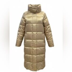 Land’s End Long Good Goose Down Puffer Coat Size M 10/12 Ruffled Collar